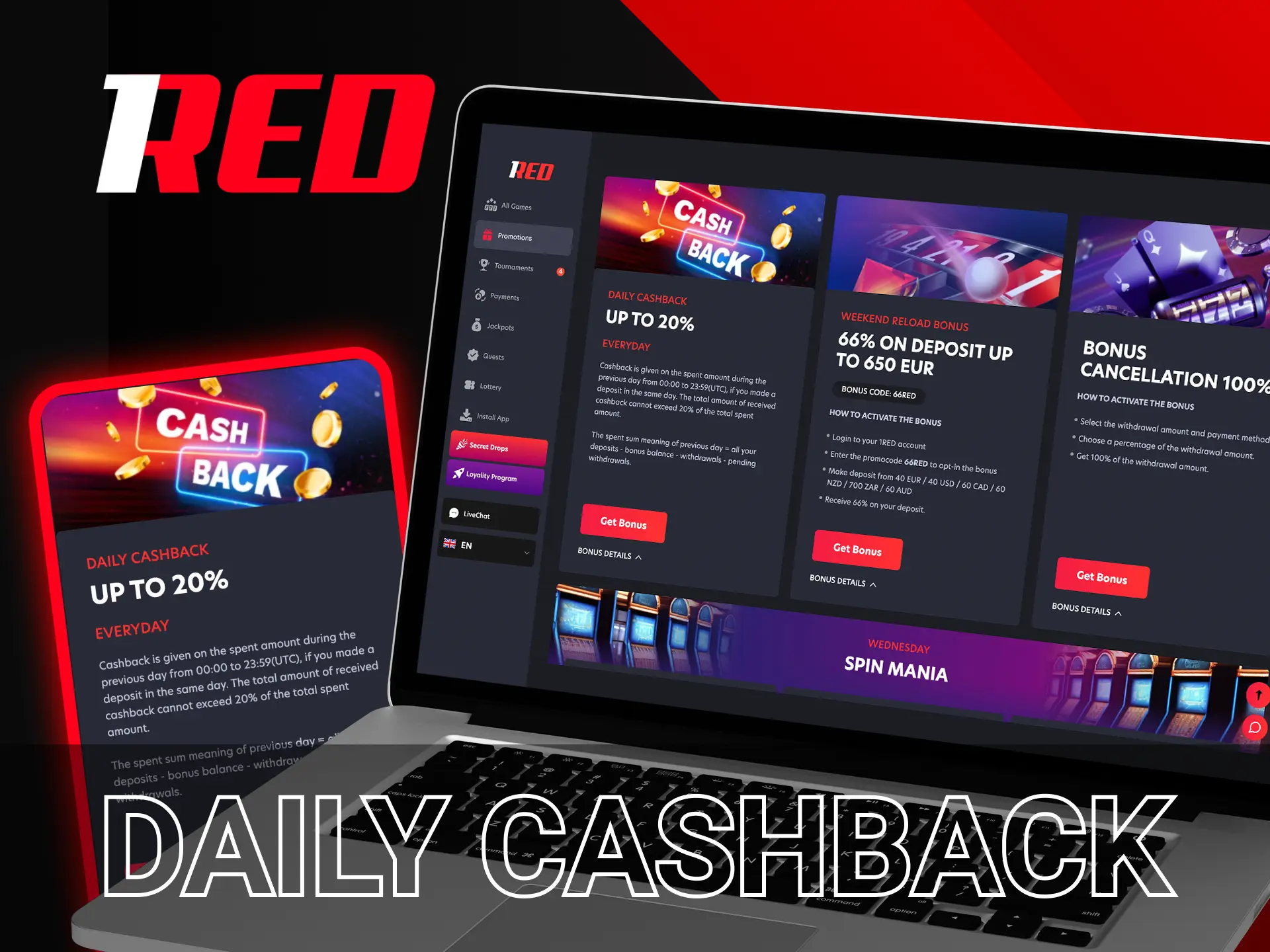 Play effectively at 1Red Casino here you can get a solid return percentage.
