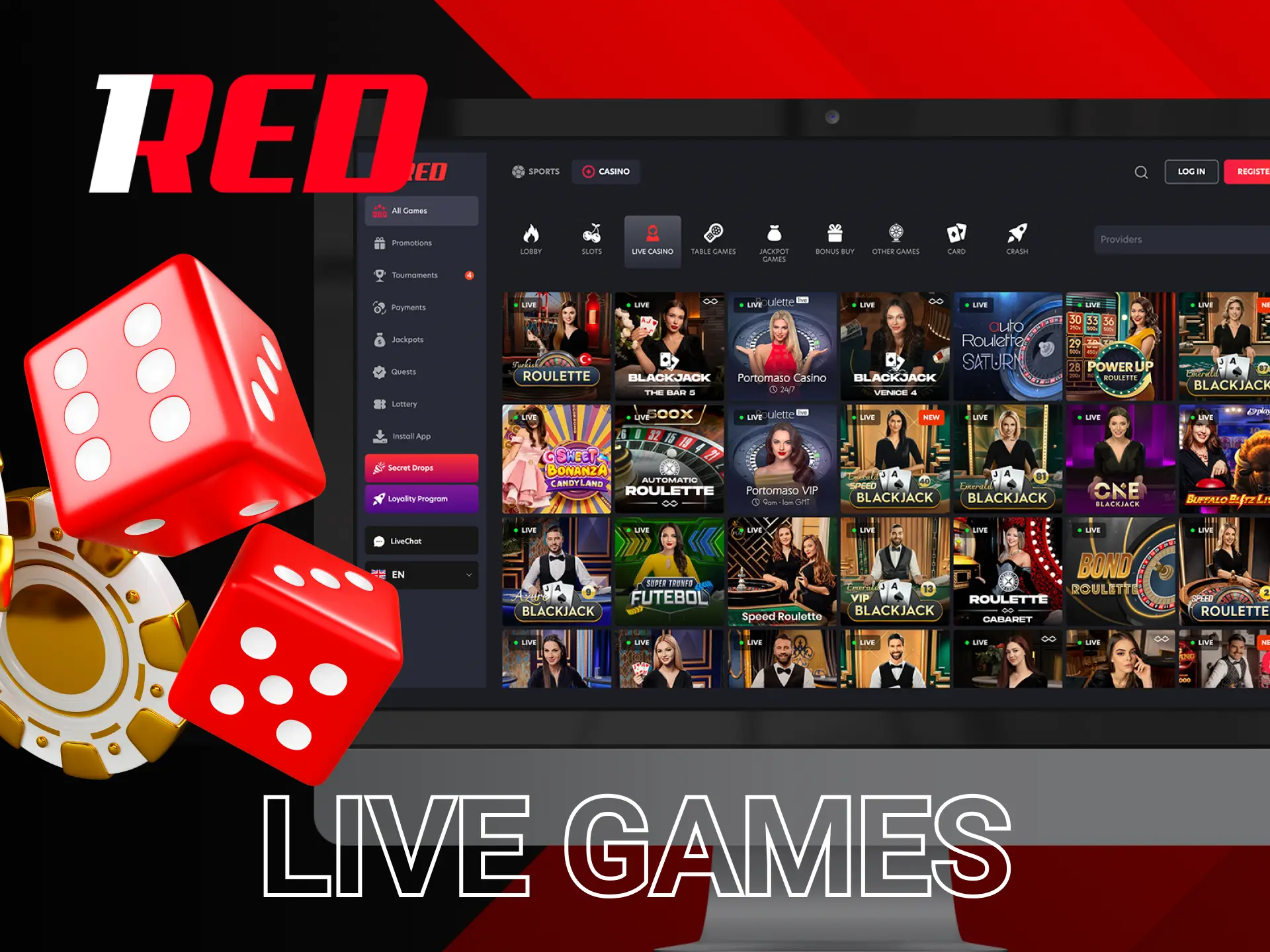 You can enjoy the games on the 1Red Casino website through your browser.