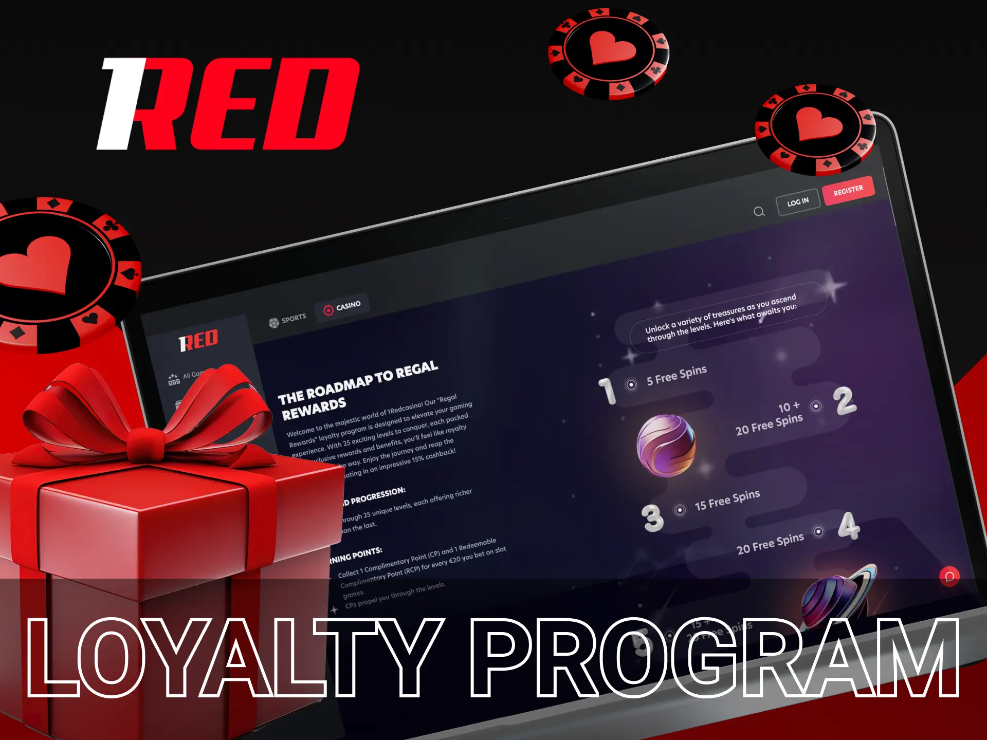 Get personalised rewards on the 1Red Casino platform.