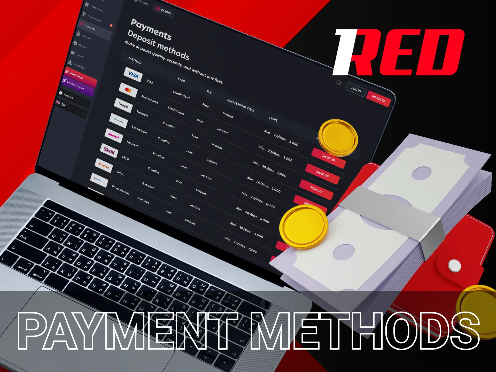 1Red Casino offers the most convenient way for you to deposit a virtual account.