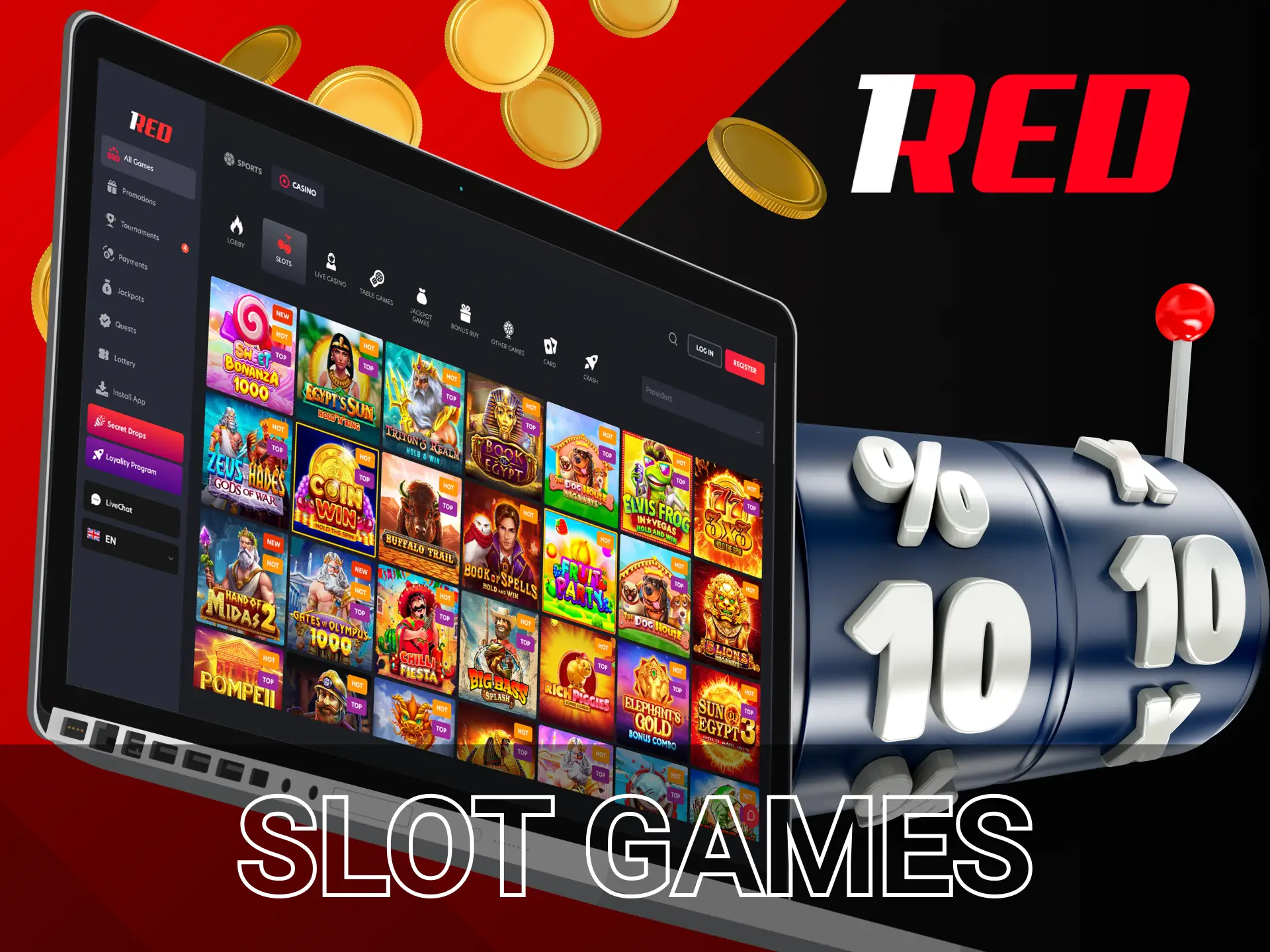 The classic kind of gambling with a special machine is available at 1Red Casino.